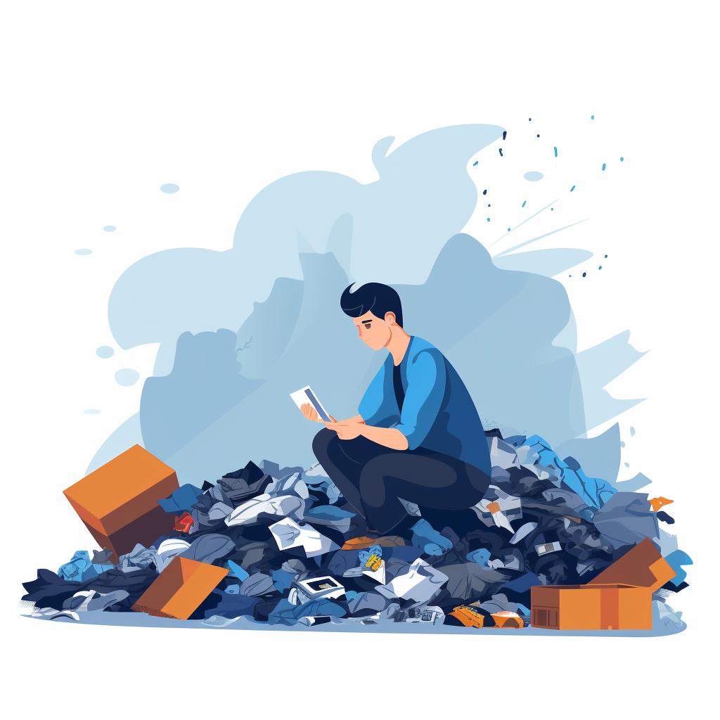 A person assessing the pile of waste to be disposed of