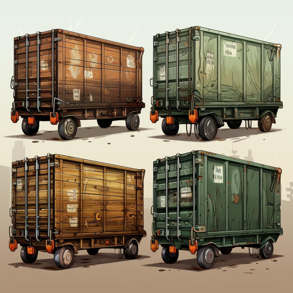 Different sizes of roll off dumpster trailers