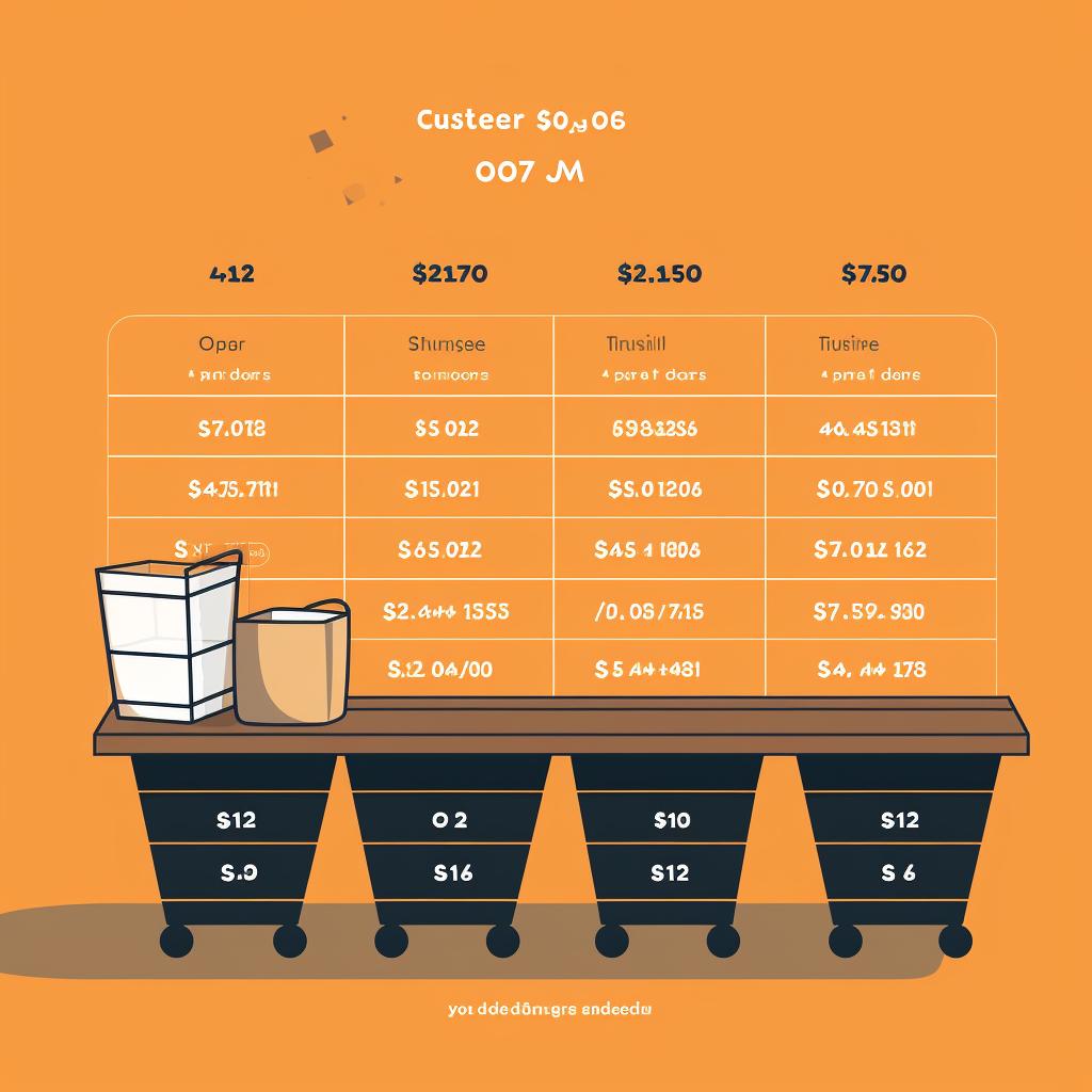 A table showing the additional cost for extending the dumpster rental period.