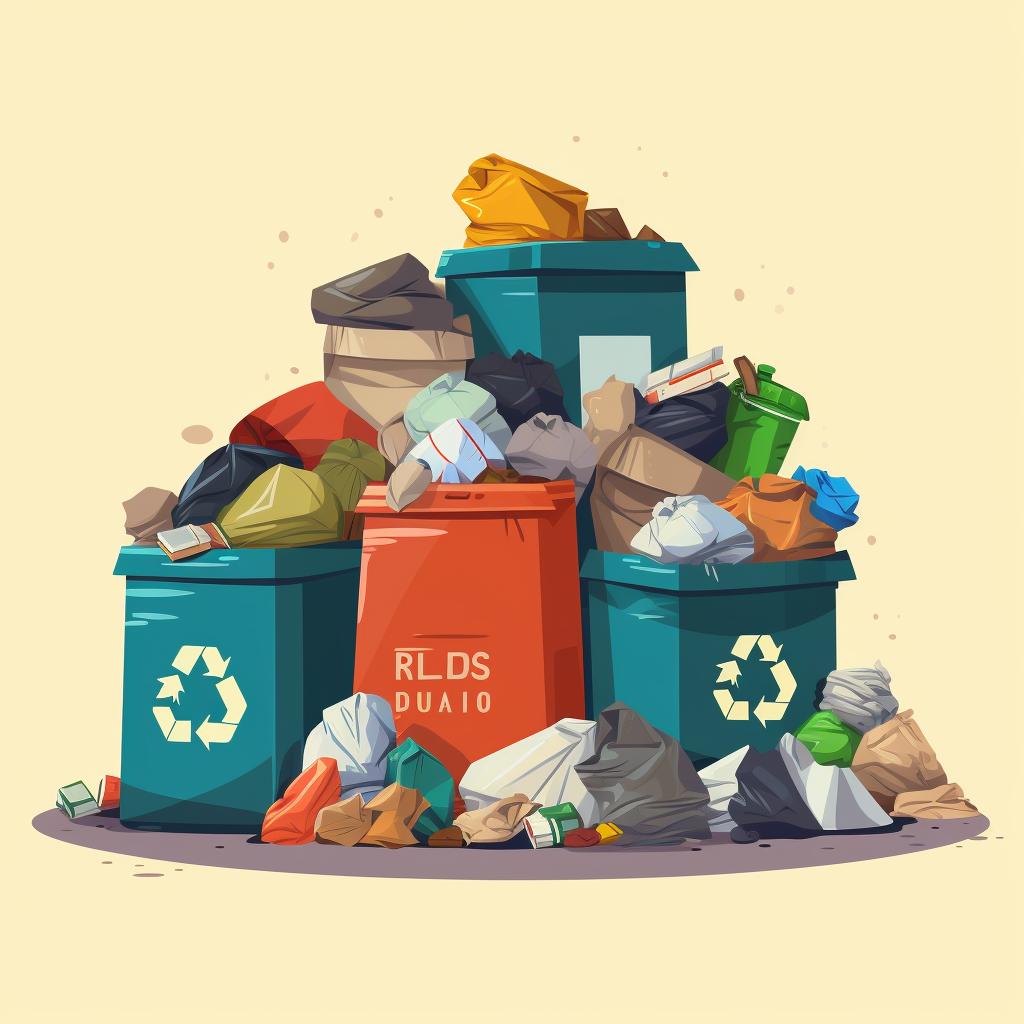 Different categories of waste sorted into separate piles